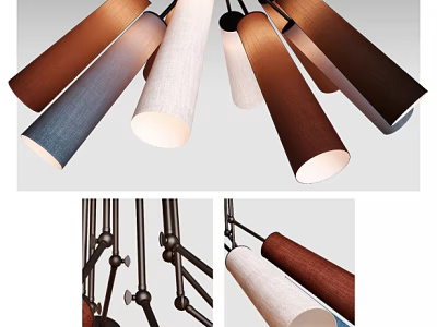 Contemporary Multiple Cylindrical Shade Chandelier With Colorful Design And Metal Frame 3d model
