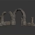 Ancient Stone Architectural Components Featuring Classical Arch And Column Ruins 3d model