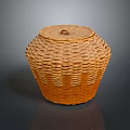 Brown And Beige Woven Storage Basket With Lid For Home Organization