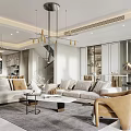 Modern Living Room Interior Design With Sofa Coffee Table Chandelier And Bookshelf