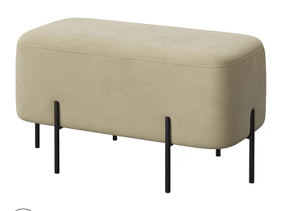 Beige Upholstered Sofa Bench With Black Metal Legs Modern Design 3d model