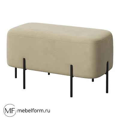 Beige Upholstered Sofa Bench With Black Metal Legs Modern Design 3d model