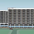 Modern Multi storey Hotel Building With Glass Facade Street View Cars And Pedestrians