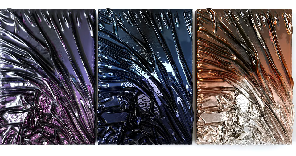 Modern Textured Wall Decor With Purple Blue Brown Shiny Surface Patterns 3d model 