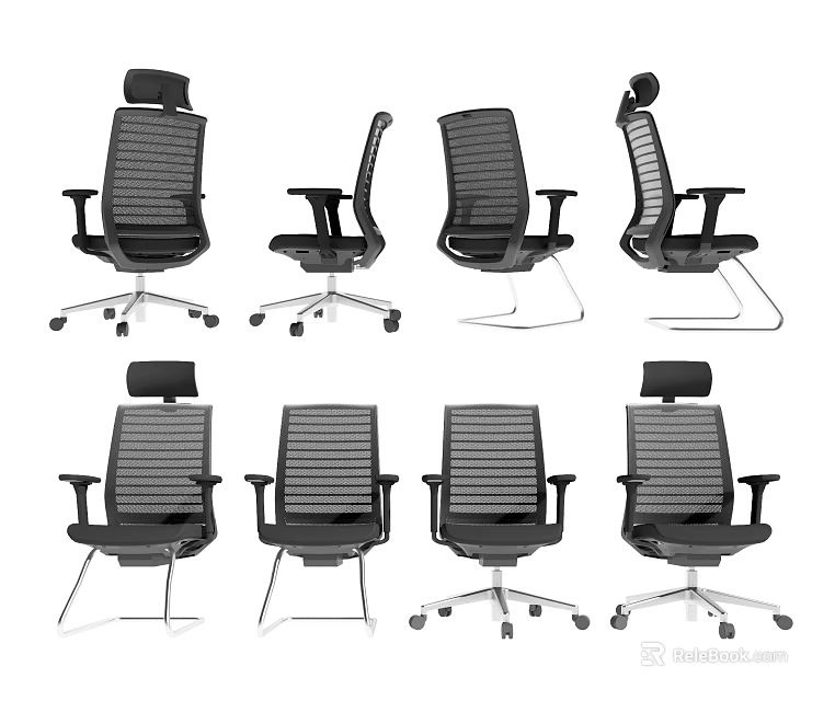 Ergonomic Office Chair With Mesh Back Multiple Designs And Swivel Base 3d model