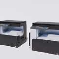 Two Black Multifunctional Office Appliances With Control Panel And Transparent Front Design 3d model