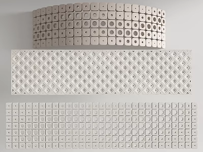 White Decorative Room Dividers With Circular Diamond And Square Cutout Patterns 3d model