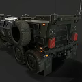 Rugged Military Functional Vehicle with 6x6 Wheels Roof Spotlights and Armored Body
