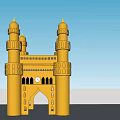 Ornate Golden Entrance Gate With Traditional Towers And Archway Design