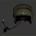 Durable Protective Industrial Safety Helmet With Green Visor And Coiled Cable