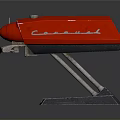 Red Cessna Model Display With Metal Stand On Gray Background Surface 3d model