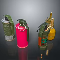 Military Grenades In Various Colors With Different Designs And Pull Rings