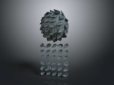 Medical Device With Leaf Shaped Structure Spherical Top And Vertical Arrangement 3d model