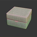 Modern Minimalist Light Gray Square Ottoman With Fabric Upholstery And Stitching Details