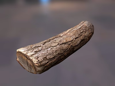 Natural Wooden Log with Rough Bark Texture and Authentic Wood Grain Details 3d model