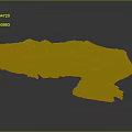 Realistic 3D Terrain Model Featuring Crater Blue Water Mountains and Green Areas