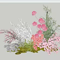 Natural Colorful Flower Arrangement With Pink White Blooms And Green Foliage