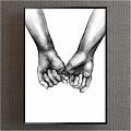 Intertwined Hands Black and White Detailed Sketch Artwork for Home Decor