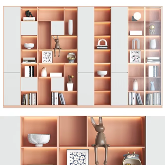 Light Luxury Bookcase Combination Whole Wall Bookcase Study Bookcase 3d model