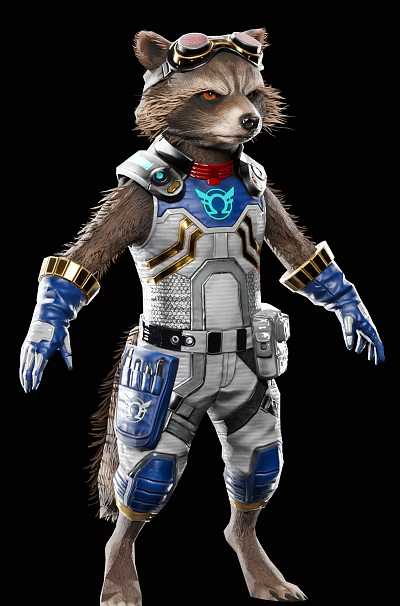 Anthropomorphic Biological Character In Armored Suit With Futuristic Gloves And Glowing Emblem 3d model