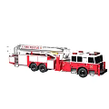 Red Fire Rescue Truck Equipped With Tall Ladder And Cabin