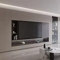 Modern Built in TV Cabinet With Storage Shelves And Decorative Items
