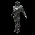 Game Movie Character With Detailed Metallic Armored Suit And Futuristic Design