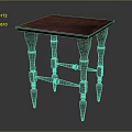 Vintage Wooden Square Table With Intricate Carved Legs And Textured Surface