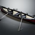 Stylish Dark Canoe With Paddles Seats And Beige Interior Design