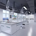 Modern Laboratory Interior Design With Lab Benches Fume Hoods And Scientific Equipment