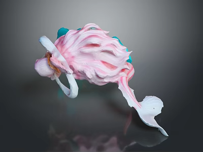 Fantasy Character Creature Figure With Pink Fluffy Hair Blue Accents And White Tail 3d model