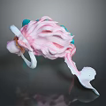Fantasy Character Creature Figure With Pink Fluffy Hair Blue Accents And White Tail