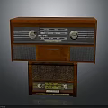 Vintage Electronic Radio With Wooden Case Knobs Dial And Speaker Grilles