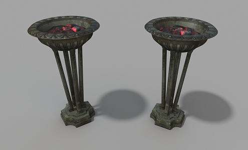 Retro electric brazier appliance carbon basin 3d model