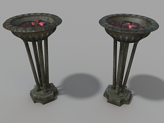 Retro electric brazier appliance carbon basin 3d model