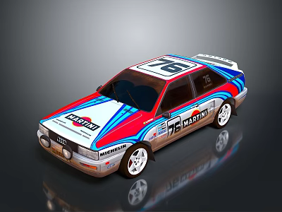 Rally Race Car With Marlboro Logo Number 76 Red White Blue Livery 3d model