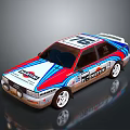 Rally Race Car With Marlboro Logo Number 76 Red White Blue Livery