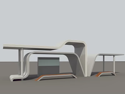 Modern Station Design With Curved Roof Platform And Seating Facilities 3d model