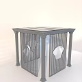 Modern Gazebo Structure With Lattice Panels Circular Cutouts And Decorative Columns 3d model