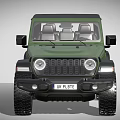 Green Jeep Wrangler Convertible With Off Road Tires And Front Grille