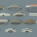 Various Landscape Bridge Designs With Arched And Curved Structures In Different Styles 3d model