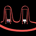 Red Wavy Design Playground Swing Equipment For Children Playing With Adult Supervisor