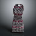 Fashionable Sleeveless Dress With Geometric Red White Gray Pattern For Daily Use