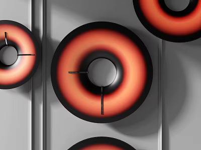 Modern Circular Wall Decor With Red And Black Ring Shaped Design Elements 3d model