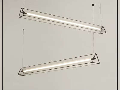 Modern Linear Pendant Lights with Sleek Design Hanging in Contemporary Interior 3d model