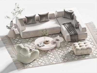 Sofa Coffee Table Combination Single-Person Sofa Stool Cushion Side Table Coffee Table Cuddle Bear Sofa model