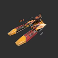 Sci Fi Inspired Yellow Red Streamlined Car With Multiple Engines And Futuristic Design 3d model