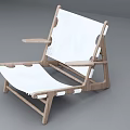 Modern Leisure Chair With Wooden Frame White Canvas Seat And Armrests