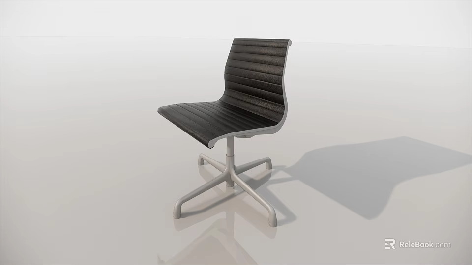 Modern Black Office Chair With Striped Seat And Silver Metal Legs 3d model 
