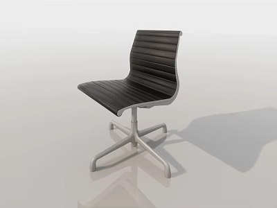 Modern Black Office Chair With Striped Seat And Silver Metal Legs 3d model